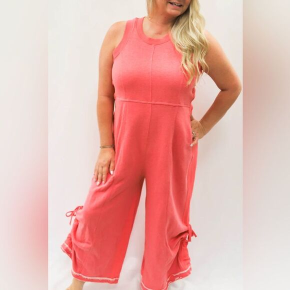 DAVI & DANI Pants - Davi & Dani pink ruched leg jumpsuit nwt size 1x